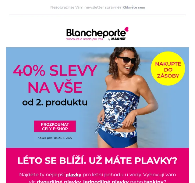 Blancheporte: Slevy 40 % od 2. produktu – červen 2026 | Nuslet.cz