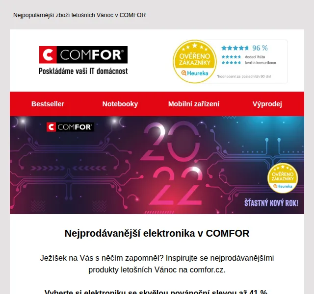 Comfor: Nejprodávanější elektronika se slevou až 41 % – červen 2026 | Nuslet.cz
