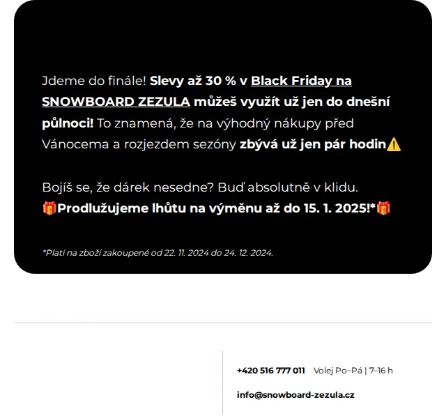 SNOWBOARD ZEZULA: Slevy až 30 % Black Friday – červen 2026 | Nuslet.cz