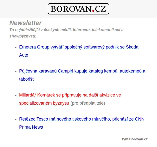Aleš Borovan: Etnetera, Campiri, Komárek – novinky červen 2026 | Nuslet.cz