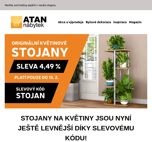 ATAN nábytek: Stojany na květiny se slevou 4,49 % – červen 2026 | Nuslet.cz