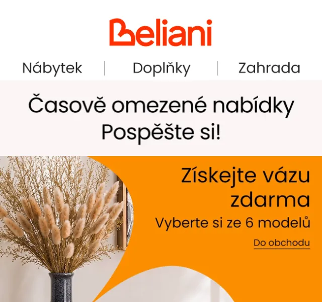 Beliani.cz: Nedělní akce na nábytek – srpen 2026