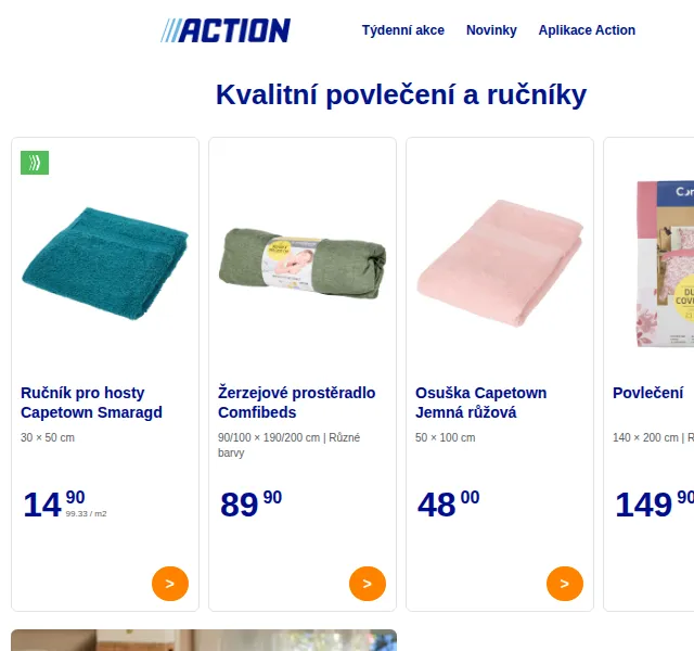 Ložní prádlo a textil do koupelny za nejnižší ceny