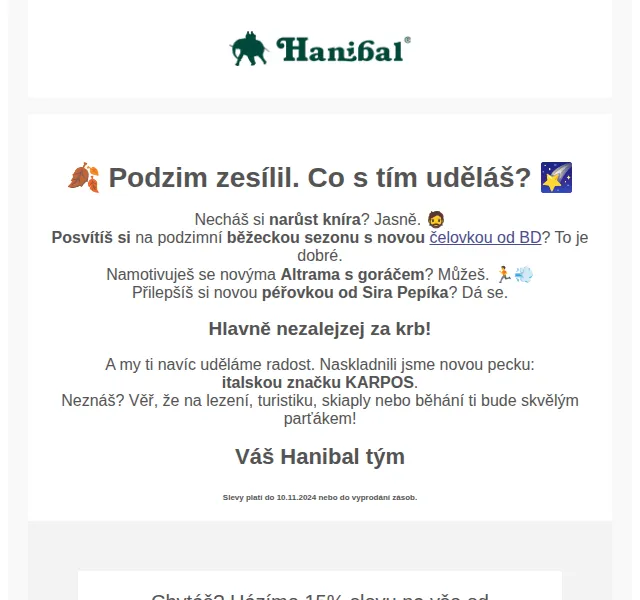 Hanibal.cz: Sleva 15 % na KARPOS a čelovky Black Diamond – červen 2026 | Nuslet.cz