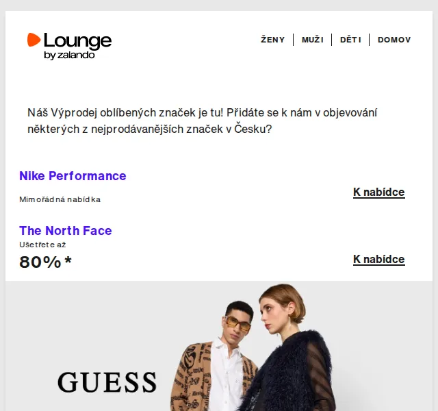 Lounge by Zalando: Nike, The North Face, Guess – červen 2026 | Nuslet.cz
