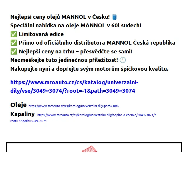 Autodíly MROAUTO: Oleje MANNOL 60l sudy – červen 2026 | Nuslet.cz