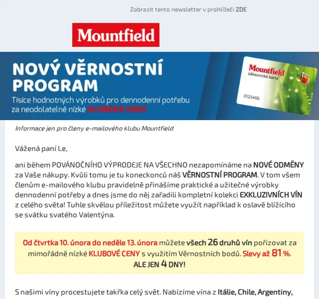 Mountfield: Odměny ze světových vinic – slevy až 81 % – únor 2022 | Nuslet.cz