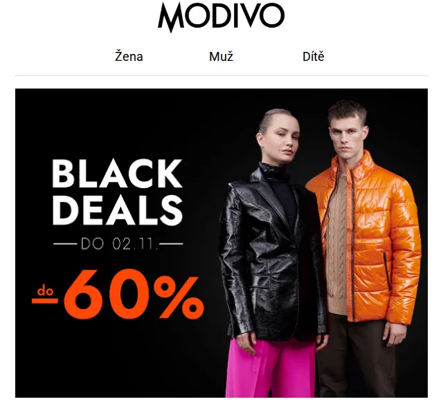 Modivo: BLACK DEALS až -60 % – červen 2026 | Nuslet.cz