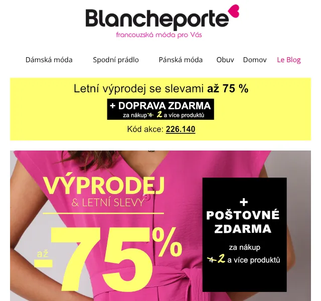 Blancheporte: Sleva až -75 % – srpen 2026 | Nuslet.cz