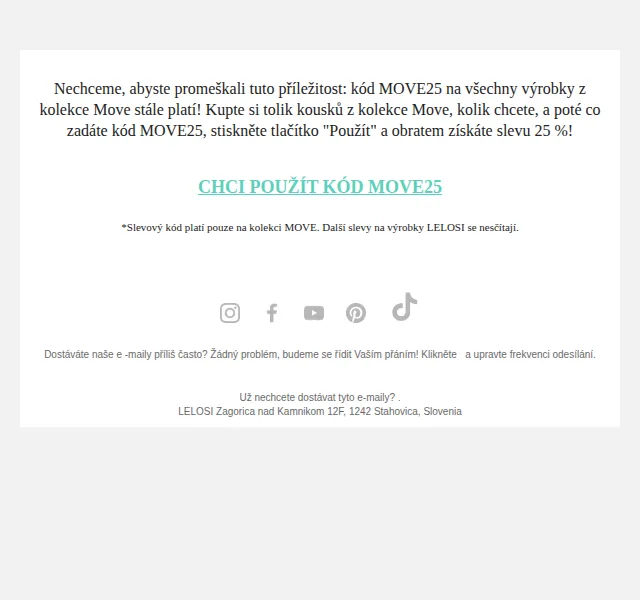 LELOSI: 25% sleva na kolekci MOVE – červen 2026 | Nuslet.cz
