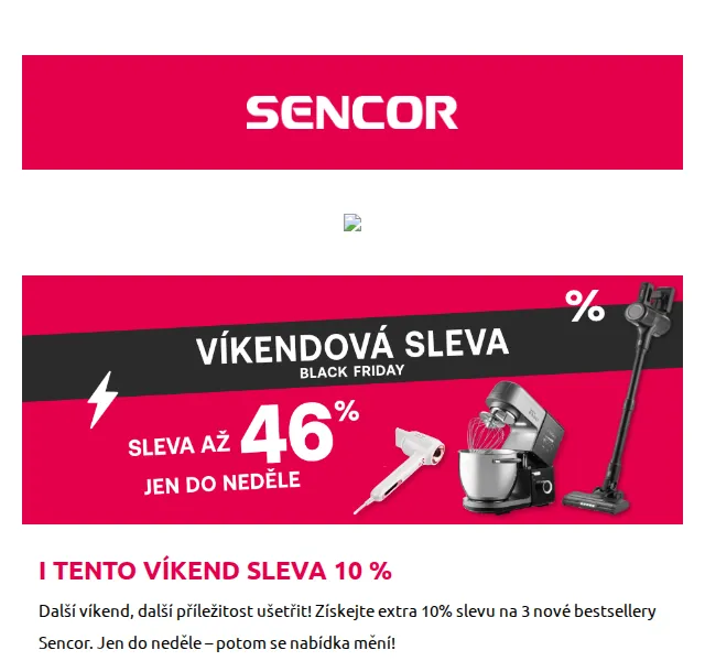 Sencor: Extra 10% na 3 top produkty – červen 2026 | Nuslet.cz