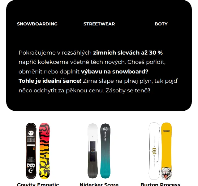 SNOWBOARD ZEZULA: Slevy až 30% na vybavení – červenec 2026 | Nuslet.cz