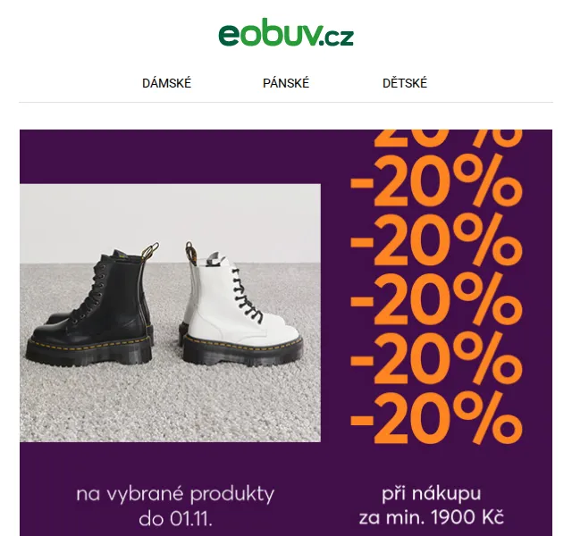 eobuv.cz: Sleva 20% na podzimní boty – červen 2026 | Nuslet.cz