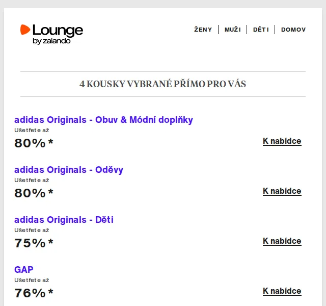 Lounge by Zalando: Slevy adidas, GAP, Pepe Jeans až 80 % – červen 2026 | Nuslet.cz