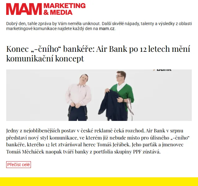 Marketing & Media: Konec bankéře Air Bank – červenec 2026 | Nuslet.cz