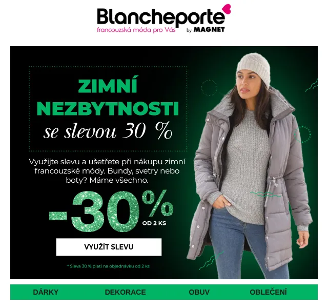 Blancheporte: 30% sleva na zimní oblečení – červen 2026 | Nuslet.cz