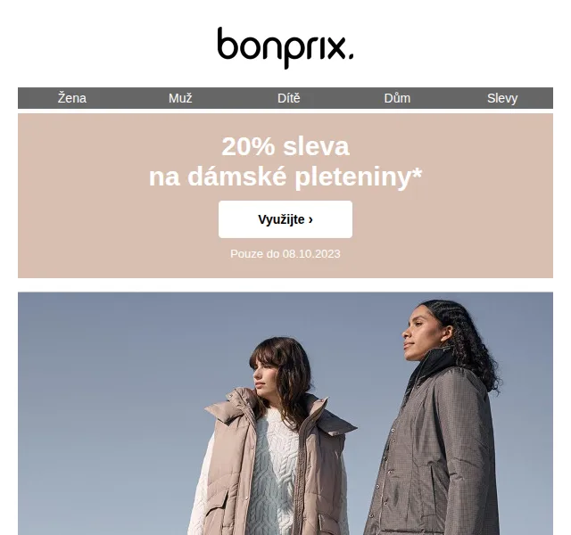 bonprix: 20% sleva na dámské pleteniny – červenec 2026 | Nuslet.cz
