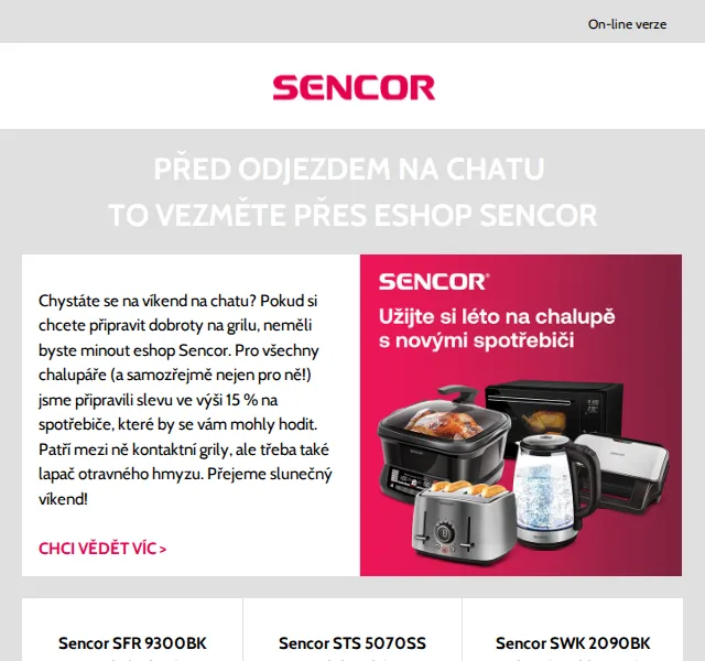 Sencor: letní slevy až 15 % – červen 2026 | Nuslet.cz