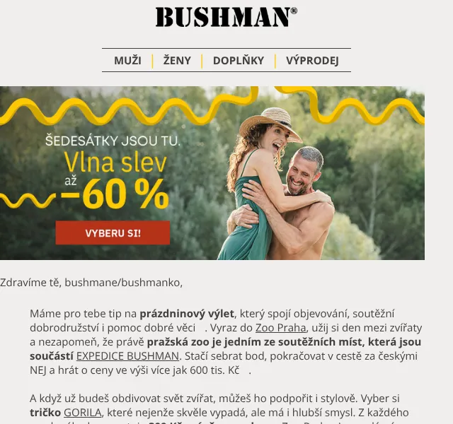 BUSHMAN: Trička až 60 % – Červenec 2026 | Nuslet.cz