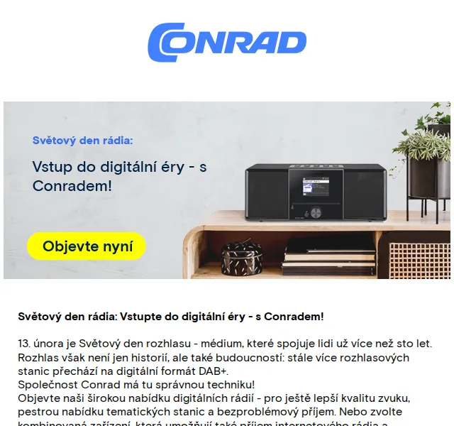 Conrad Electronic: DAB+ rádia se slevou až 47 % – červen 2026 | Nuslet.cz