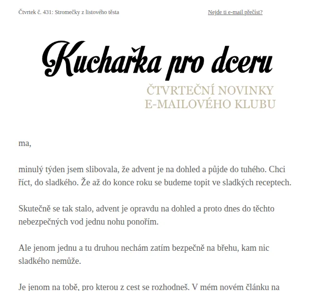 Florentýna - Kuchařka pro dceru: Recept na stromečky z listového těsta – červen 2026 | Nuslet.cz