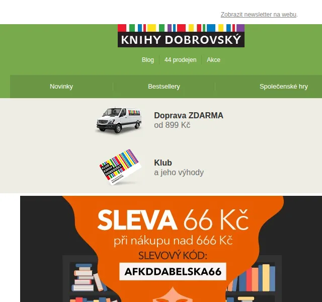 KnihyDobrovsky.cz: ďábelská sleva 66 Kč – červen 2026 | Nuslet.cz