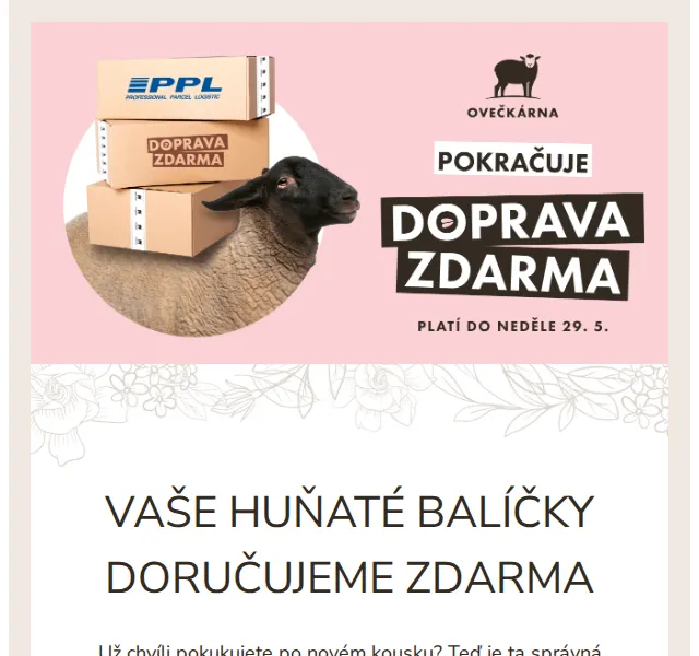 Ovečkárna: Doprava zdarma při nákupu nad 499 Kč – červen 2026 | Nuslet.cz