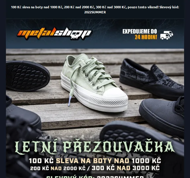METALSHOP: Až 300 Kč sleva na boty – červen 2026 | Nuslet.cz