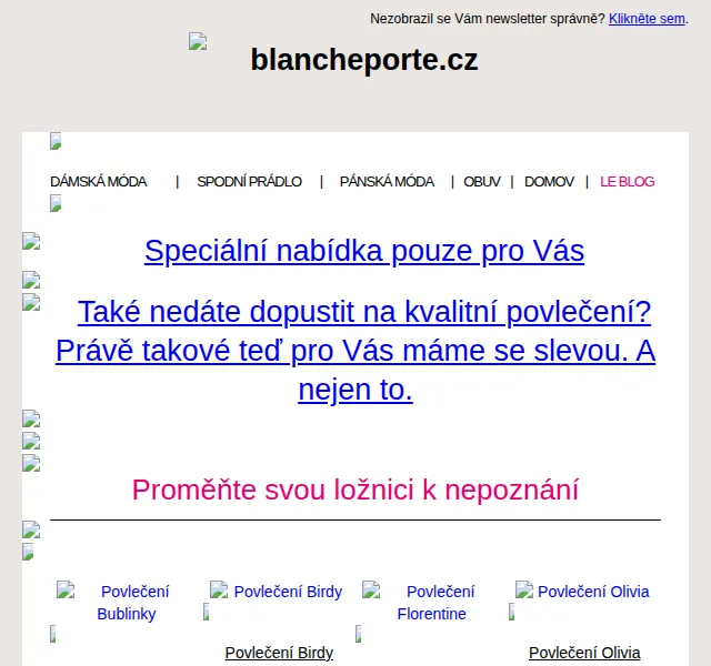 Blancheporte: Povlečení od 299 Kč a přikrývky se slevou až 50 % – červenec 2026 | Nuslet.cz
