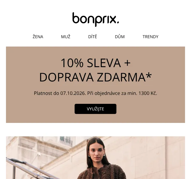 Bonprix: 10% sleva + doprava zdarma – říjen 2026