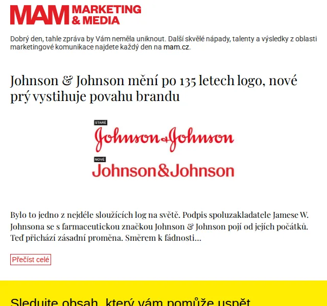Marketing & Media: Johnson & Johnson mění logo – červen 2026 | Nuslet.cz