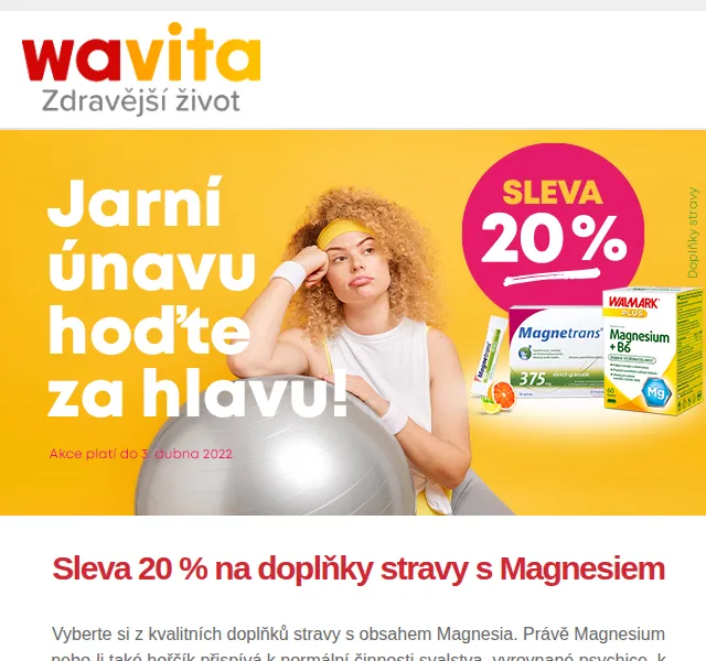 Wavita: Sleva 20 % na Magnesium – červen 2026 | Nuslet.cz