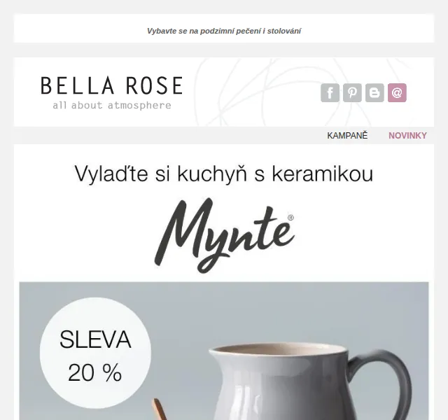 Bella Rose: Sleva 20 % na keramiku Mynte – červen 2026 | Nuslet.cz