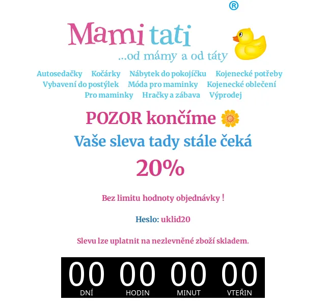 Mamitati.cz: Sleva 20 % na vše – červen 2026 | Nuslet.cz