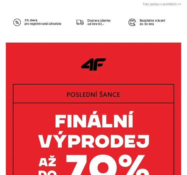 4Fstore.cz: Finální výprodej se slevou až 70 % – červen 2026 | Nuslet.cz