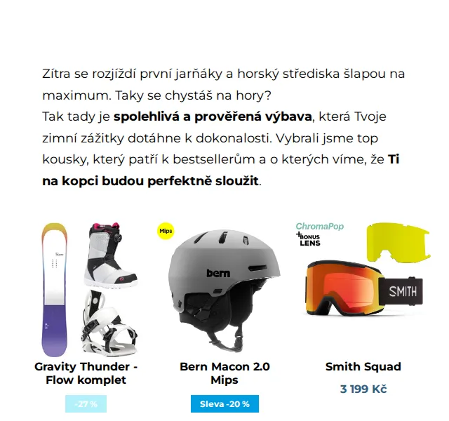 Snowboard Zezula: Zimní výbava až -30 % – duben 2026
