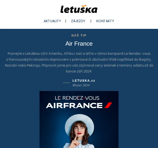Letuška.cz: Air France letenky a zájezdy – červenec 2026 | Nuslet.cz