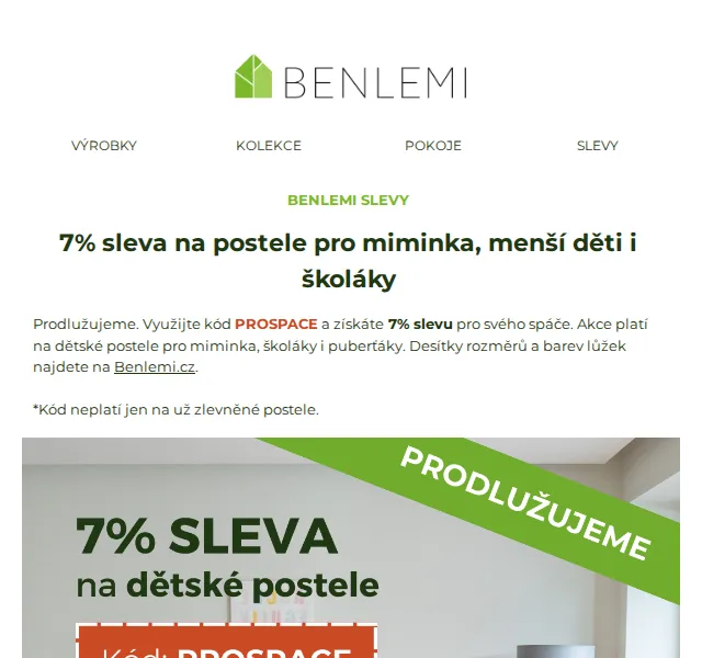 Benlemi: 7% sleva na dětské postele – červenec 2026 | Nuslet.cz
