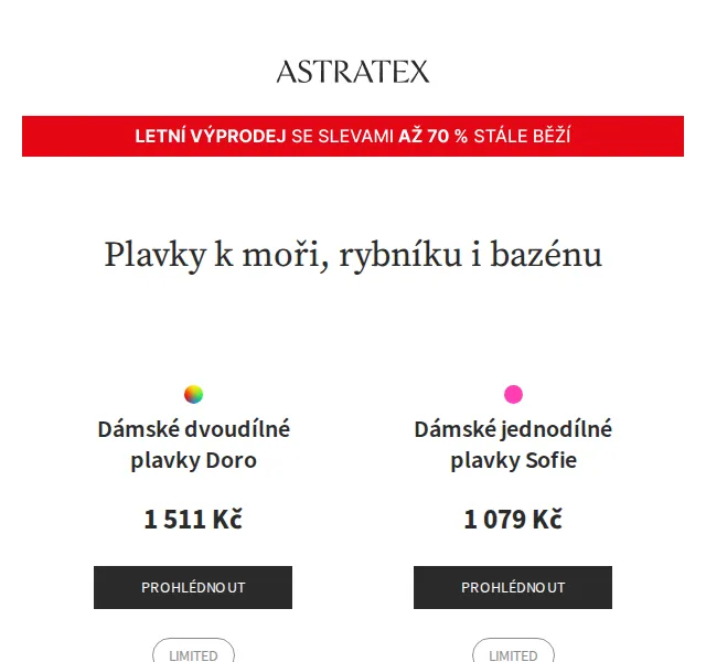 Astratex: 20% sleva na plavky – červenec 2026 | Nuslet.cz