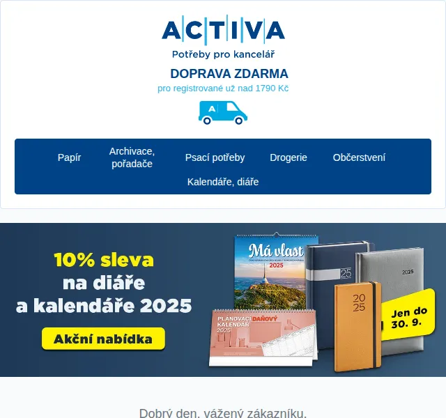 Activa: Akce 10 % na 150 diářů a kalendářů 2025 – červen 2026 | Nuslet.cz