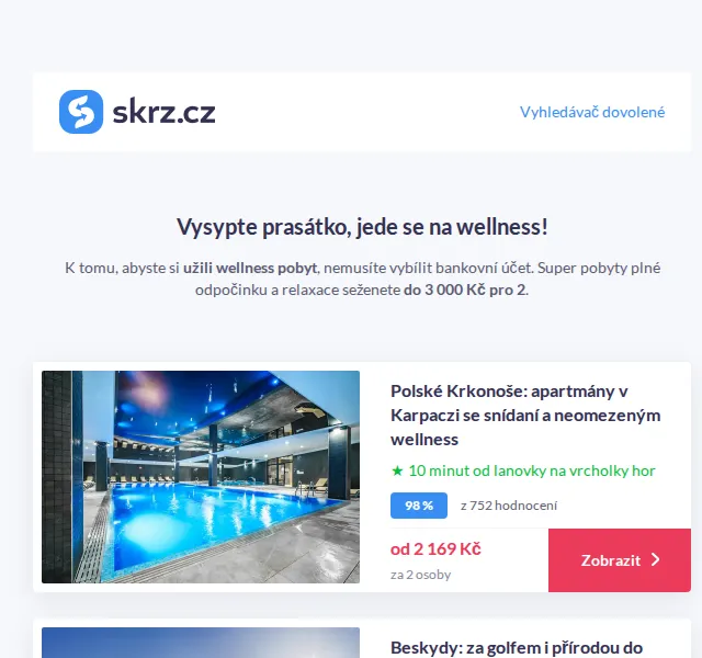 Skrz: Wellness pobyty do 3 000 Kč pro 2 – červen 2026 | Nuslet.cz