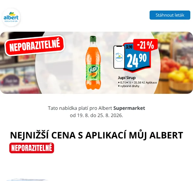 Albert: Máslo od 22,90 Kč, kuřecí maso – Srpen 2026