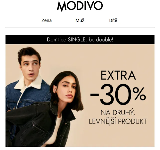 Modivo: -30 % na druhý produkt – červen 2026 | Nuslet.cz