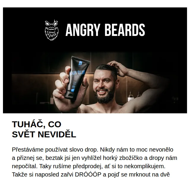Angrybeards: nové lepidlo na vlasy a suchý šampon – červen 2026 | Nuslet.cz