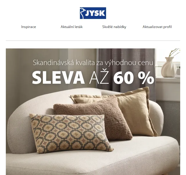 JYSK: slevy až 60 % na koberce, polštáře a košíky – duben 2026