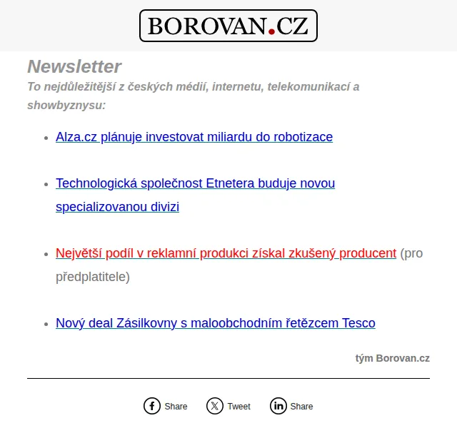 Aleš Borovan: Alza robotizace, Etnetera divize – červen 2026 | Nuslet.cz