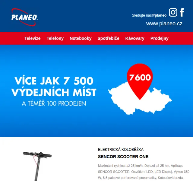 Planeo: Sencor koloběžka, Samsung TV a další – červen 2026 | Nuslet.cz