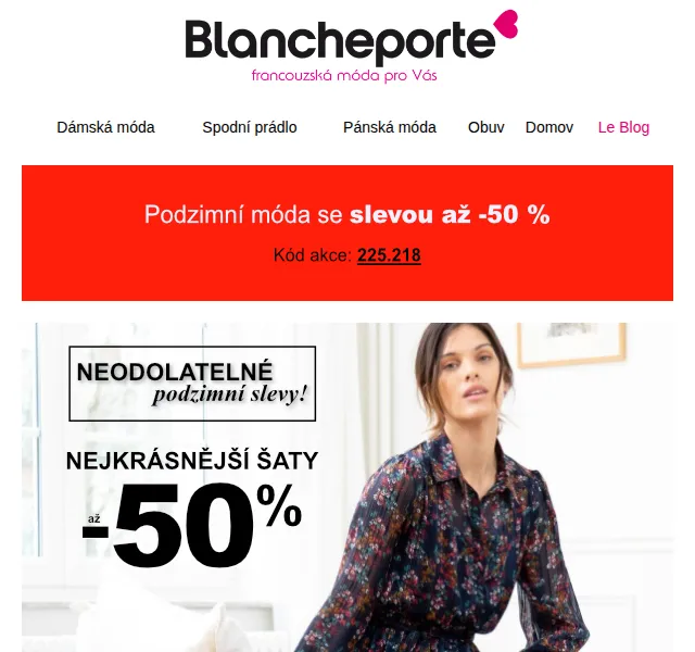 Blancheporte: Až -50 % na podzimní šaty a módu – červen 2026 | Nuslet.cz