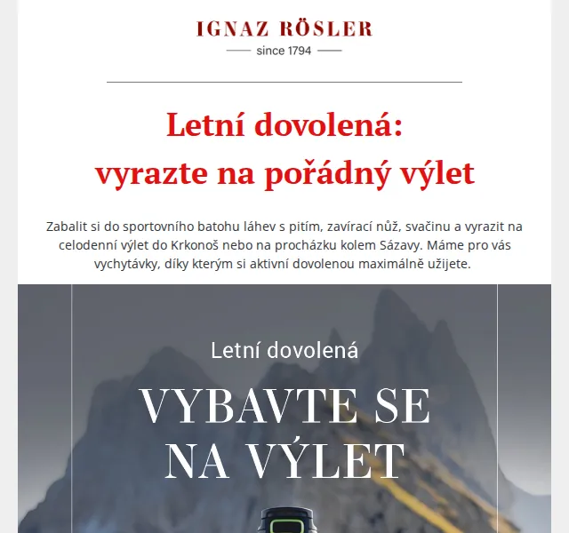 Ignazrosler.cz: Letní outdoor výbava – batohy, nože, lahve – červen 2026 | Nuslet.cz
