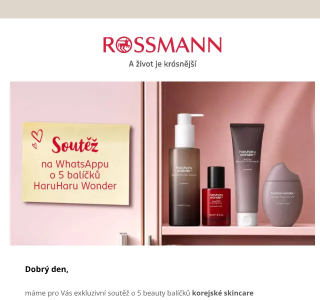 ROSSMANN: Soutěž HaruHaru Wonder beauty balíčky – září 2026
